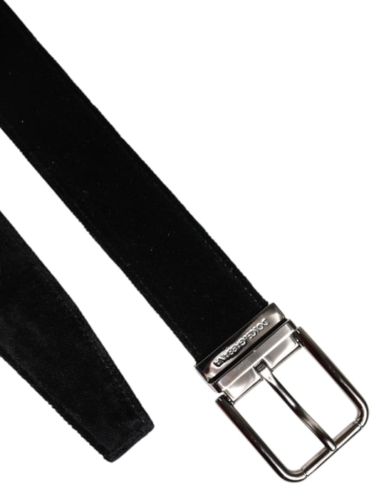 Dolce & Gabbana Schwarzer Baumwollgürtel mit silberner Metallschnalle - Image 6