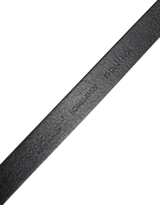 Dolce & Gabbana Schwarzer Kalbsleder Klassischer Metalllogo Schnallen-Gürtel - Image 5
