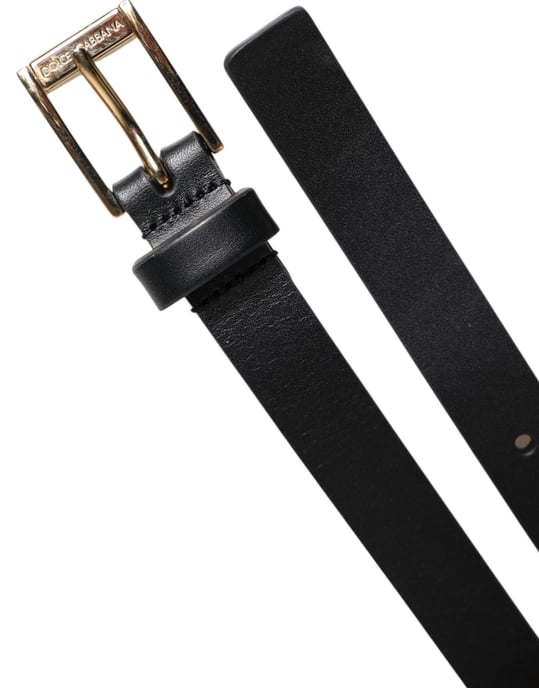 Dolce & Gabbana Schwarzer Kalbsleder Klassischer Metalllogo Schnallen-Gürtel - Image 6