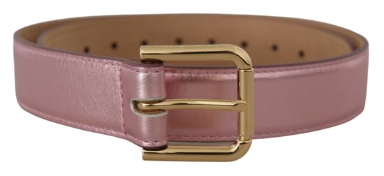 Dolce & Gabbana Metallisch Pink Poliertes Leder Logo Metall Schnallen Gürtel - Image 1