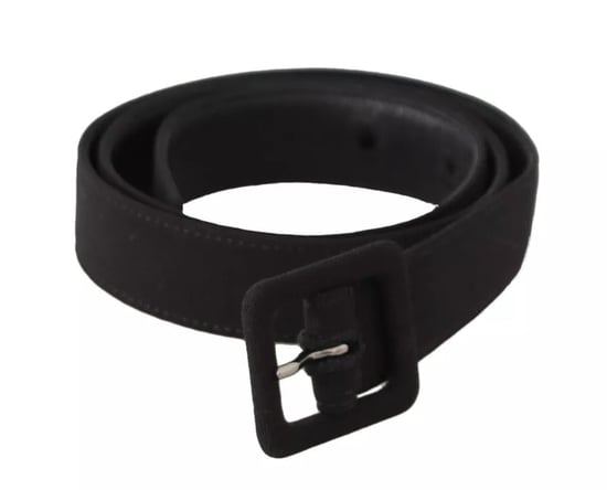 Dolce & Gabbana Schwarzer Samt Leder Logo Gürtelschnalle Gürtel - Image 1