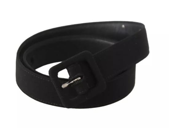 Dolce & Gabbana Schwarzer Samt Leder Logo Gürtelschnalle Gürtel - Image 2