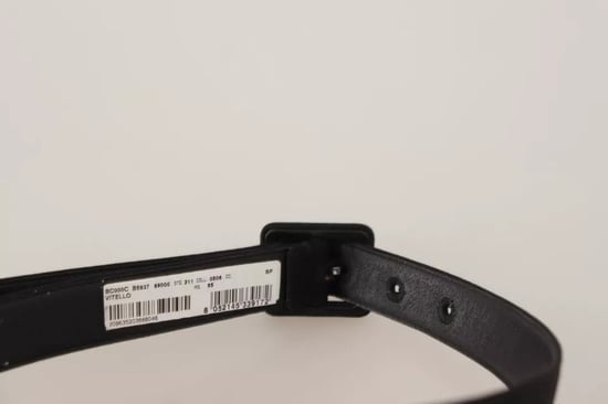 Dolce & Gabbana Schwarzer Samt Leder Logo Gürtelschnalle Gürtel - Image 6