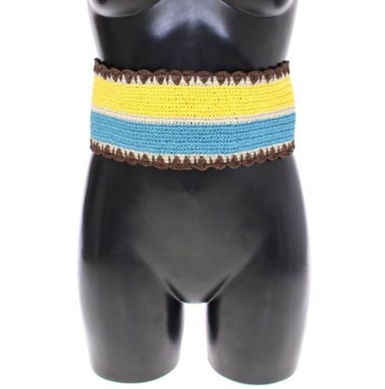Dolce & Gabbana Gelb Gestreifter Breiter Taillen Raffia Gürtel - Image 1