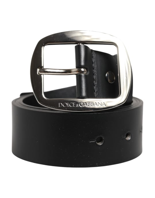 Dolce & Gabbana Schwarzer Ledergürtel mit klassischer Metall Schnalle - Image 2