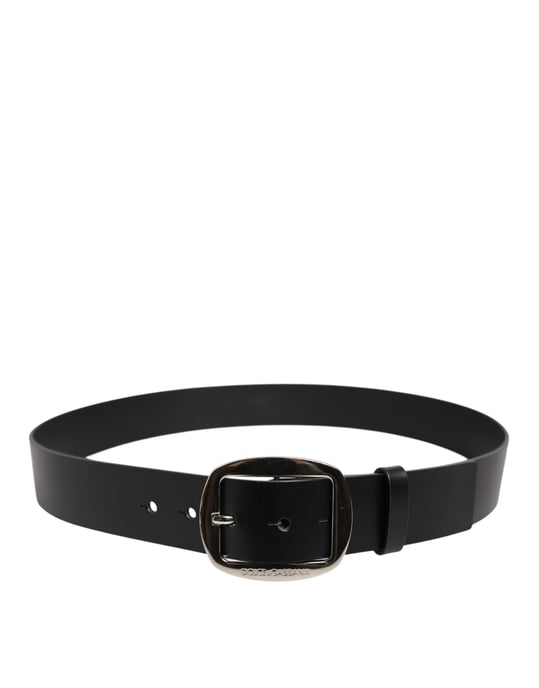 Dolce & Gabbana Schwarzer Ledergürtel mit klassischer Metall Schnalle - Image 3