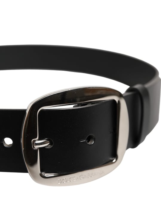 Dolce & Gabbana Schwarzer Ledergürtel mit klassischer Metall Schnalle - Image 4