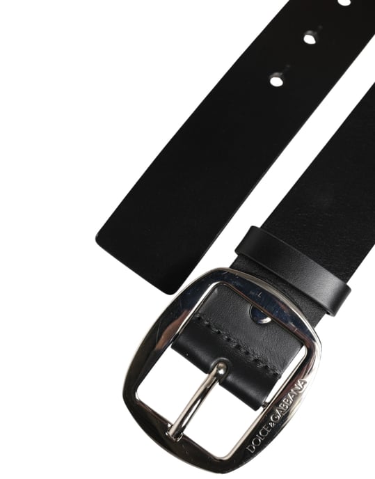 Dolce & Gabbana Schwarzer Ledergürtel mit klassischer Metall Schnalle - Image 6