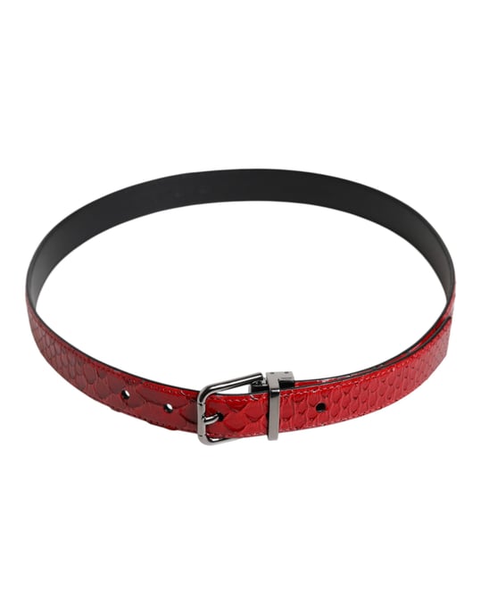 Dolce & Gabbana Roter Exotischer Leder Gürtel mit Messingmetallschnalle - Image 3