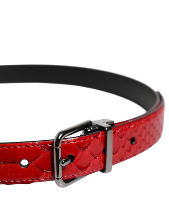 Dolce & Gabbana Roter Exotischer Leder Gürtel mit Messingmetallschnalle - Image 4