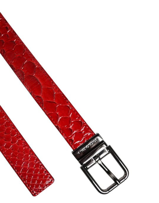 Dolce & Gabbana Roter Exotischer Leder Gürtel mit Messingmetallschnalle - Image 6