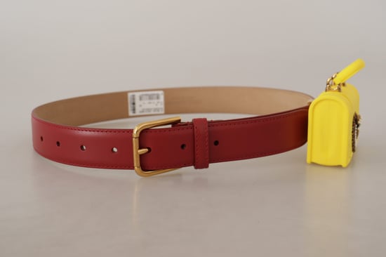 Dolce & Gabbana Rote Leder Gelbe DEVOTION Herz Tasche Schnallen Gürtel - Image 4