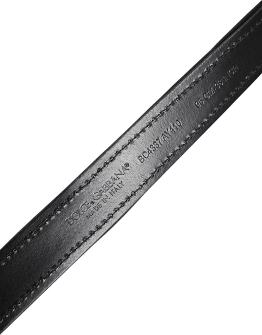 Dolce & Gabbana Schwarzer Pailletten-Verzierte Metallverschluss-Gürtel - Image 5