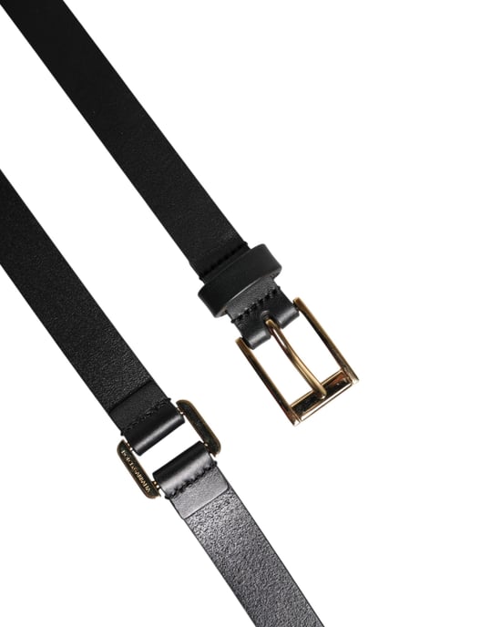 Dolce & Gabbana Schwarzer Leder-Gürtel mit doppeltem Riemen und goldener Schnalle - Image 5