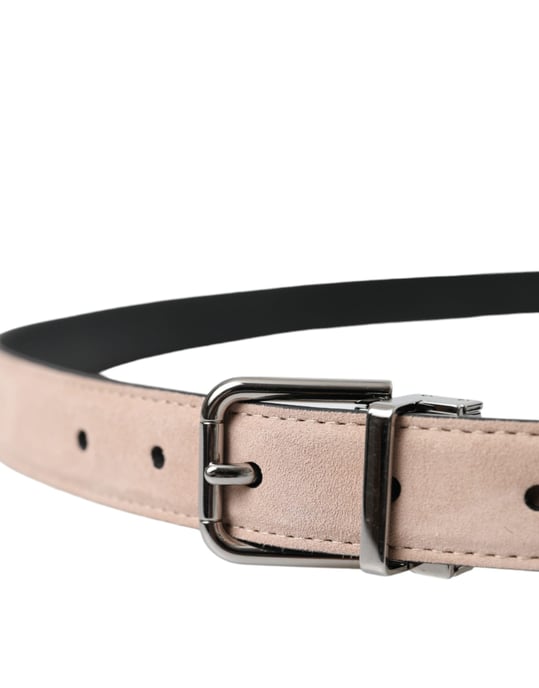 Dolce & Gabbana Beiger Wildlederledergürtel mit silberner Schnalle für Herren - Image 4