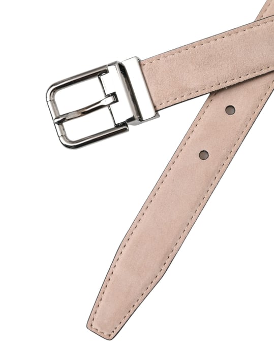 Dolce & Gabbana Beiger Wildlederledergürtel mit silberner Schnalle für Herren - Image 6