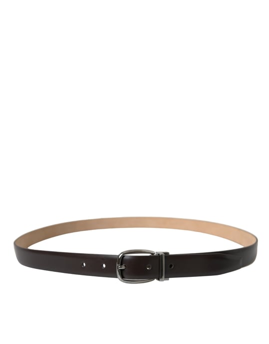 Dolce & Gabbana Gürtel aus dunkelbraunem Leder mit silberner Metallschnalle - Image 2