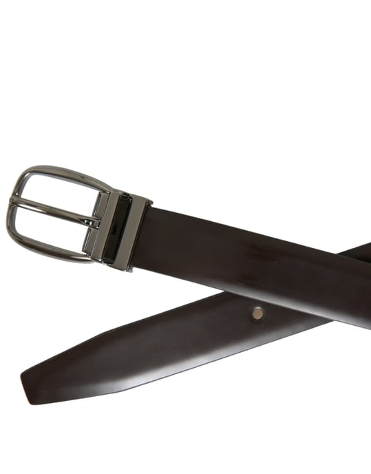 Dolce & Gabbana Gürtel aus dunkelbraunem Leder mit silberner Metallschnalle - Image 6