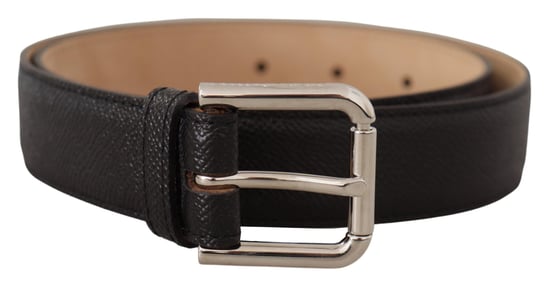 Dolce & Gabbana Schwarz Kalbleder Brauner Backend Metallverschluss Gürtel - Image 1