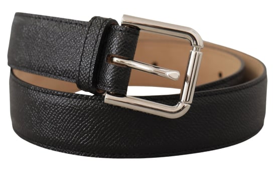 Dolce & Gabbana Schwarz Kalbleder Brauner Backend Metallverschluss Gürtel - Image 3