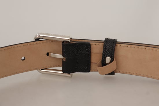 Dolce & Gabbana Schwarz Kalbleder Brauner Backend Metallverschluss Gürtel - Image 6