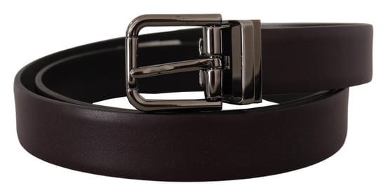Dolce & Gabbana Dunkellila Leder Box Borchia Metall Schnallen Gürtel - Image 2
