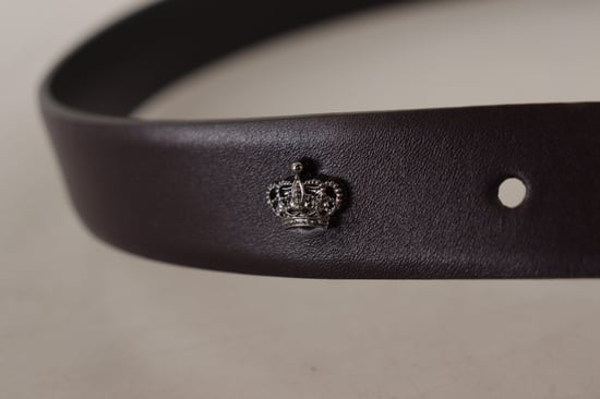 Dolce & Gabbana Dunkellila Leder Box Borchia Metall Schnallen Gürtel - Image 5
