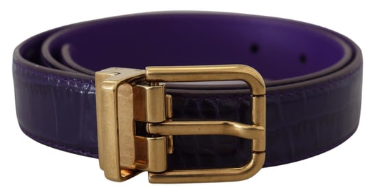 Dolce & Gabbana Lila Exotischer Leder Gürtel mit Gold-Metall-Schnalle - Image 2