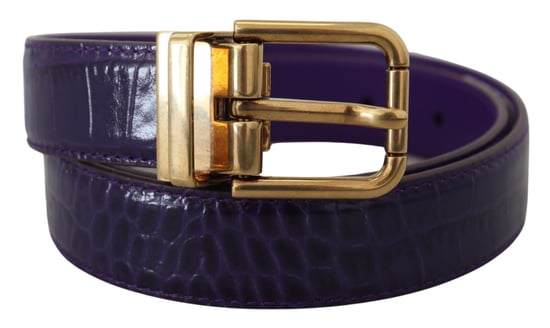 Dolce & Gabbana Lila Exotischer Leder Gürtel mit Gold-Metall-Schnalle - Image 3