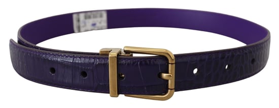 Dolce & Gabbana Lila Exotischer Leder Gürtel mit Gold-Metall-Schnalle - Image 4
