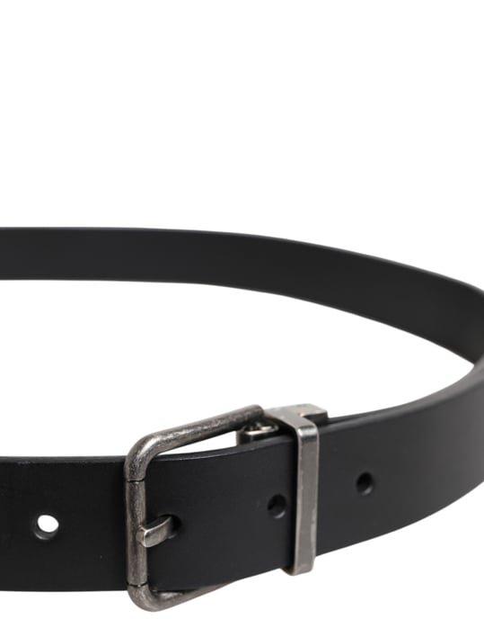 Dolce & Gabbana Schwarzer Klassischer Leder Gürtel mit Metallverschluss - Image 4