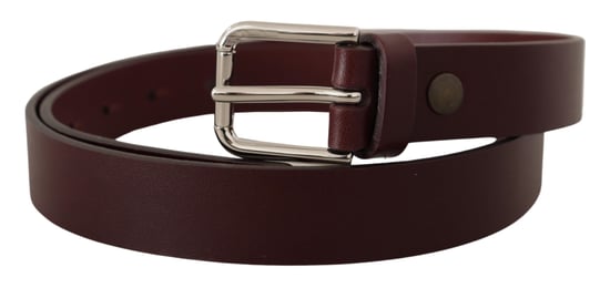 Dolce & Gabbana Bordeaux Kalbsleder Gürtel mit silberfarbener Metallbuckle - Image 2