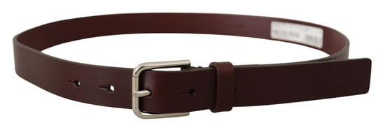 Dolce & Gabbana Bordeaux Kalbsleder Gürtel mit silberfarbener Metallbuckle - Image 3