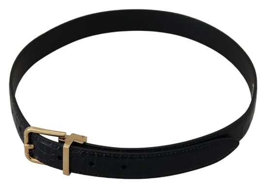Dolce & Gabbana Schwarzer exotischer Leder-Gürtel mit goldener Metallschnalle - Image 4
