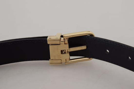 Dolce & Gabbana Schwarzer exotischer Leder-Gürtel mit goldener Metallschnalle - Image 6