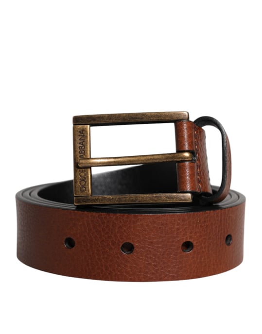 Dolce & Gabbana Klassischer Gürtel aus braunem Kalbsleder mit metallischer Schnalle - Image 2