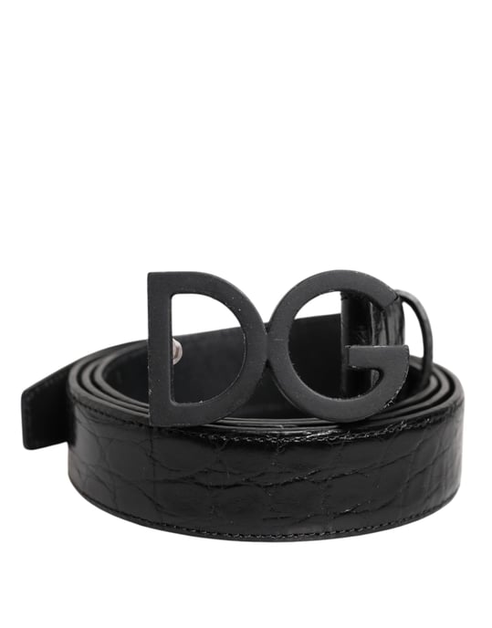 Dolce & Gabbana Schwarzer Lederklassischer Gürtel mit Metall-DG-Schnalle - Image 2
