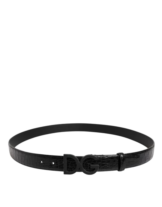 Dolce & Gabbana Schwarzer Lederklassischer Gürtel mit Metall-DG-Schnalle - Image 3