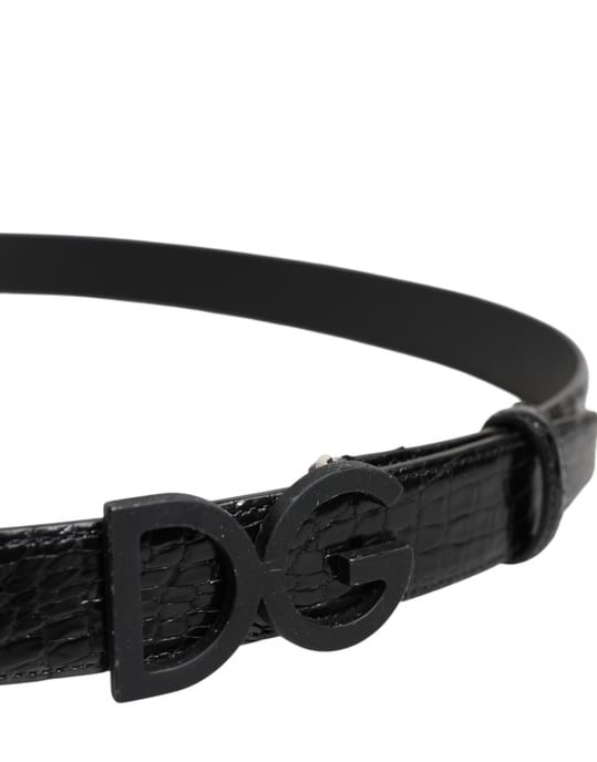 Dolce & Gabbana Schwarzer Lederklassischer Gürtel mit Metall-DG-Schnalle - Image 4