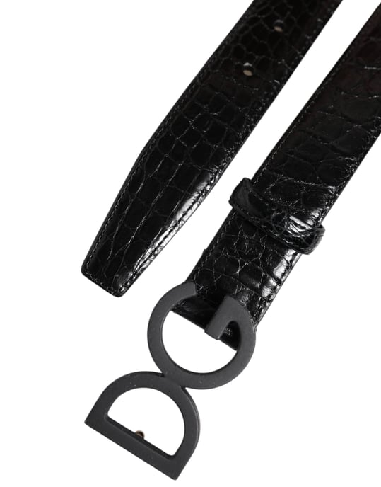 Dolce & Gabbana Schwarzer Lederklassischer Gürtel mit Metall-DG-Schnalle - Image 6