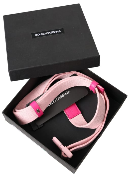 Dolce & Gabbana Pink Canvas Stretch Kunststoffschnalle Damen Gürtel - Image 6
