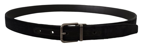 Dolce & Gabbana schwarzes Samt Gürtel mit silberfarbener Logo-Metallschnalle - Image 3