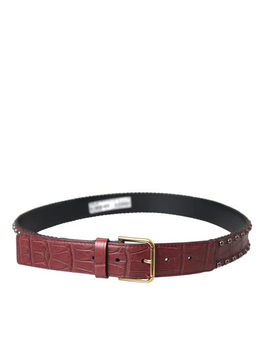 Dolce & Gabbana Brauner Alligatorleder-Gürtel mit Nieten und Metallverschluss - Image 2