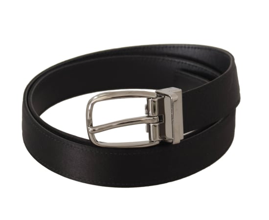Dolce & Gabbana schwarzer Kalbsledergürtel mit silberner Logo-Metallspange - Image 2