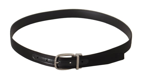 Dolce & Gabbana schwarzer Kalbsledergürtel mit silberner Logo-Metallspange - Image 3
