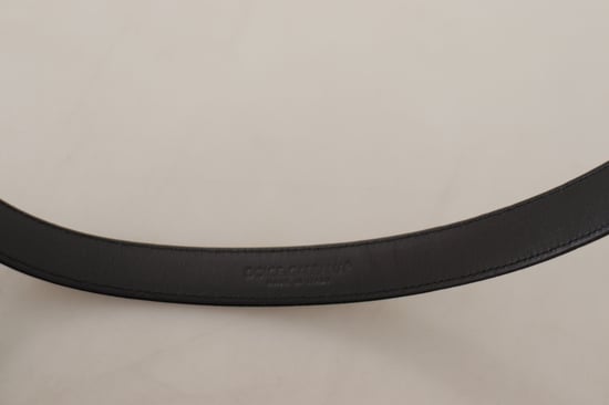 Dolce & Gabbana schwarzer Kalbsledergürtel mit silberner Logo-Metallspange - Image 5