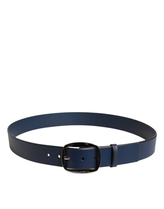 Dolce & Gabbana Blauer Kalbleder Gürtel mit klassischer Metall-Schnalle - Image 3