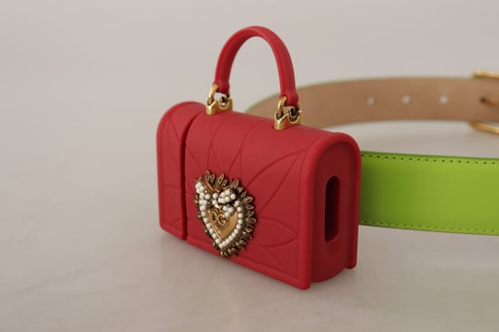 Dolce & Gabbana Grüne Leder Devotion Herz Mikro Tasche Kopfhörer Gürtel - Image 5