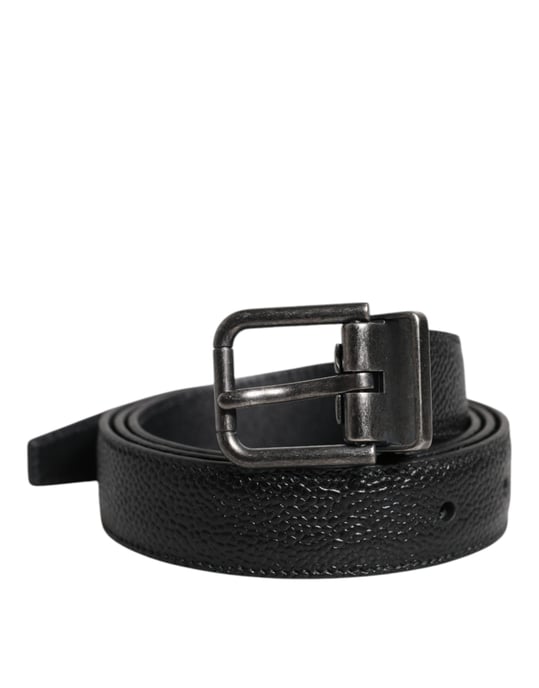 Dolce & Gabbana Schwarzer Kalbsleder Gürtel mit klassischer Metallschließe - Image 2