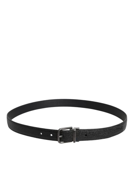 Dolce & Gabbana Schwarzer Kalbsleder Gürtel mit klassischer Metallschließe - Image 3